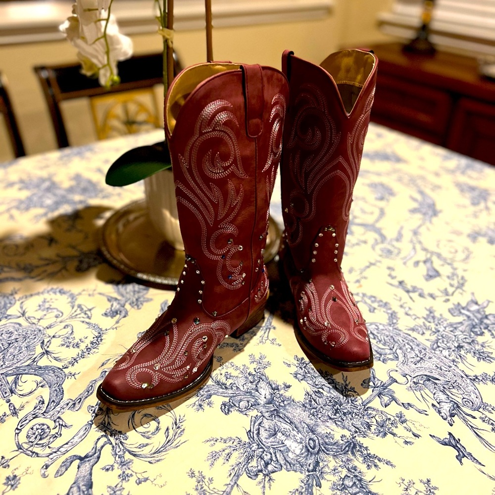 Faux leather Ropers embellished with Swarovski crystals